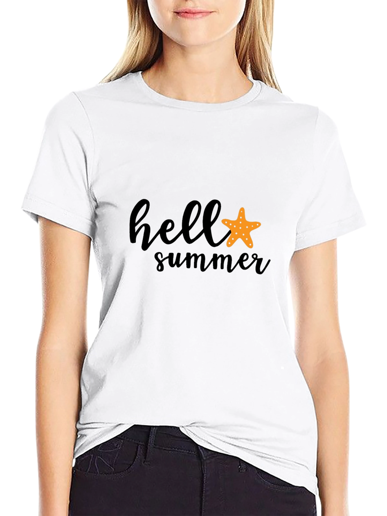 Hello Summer Starfish Graphic Tee - Black