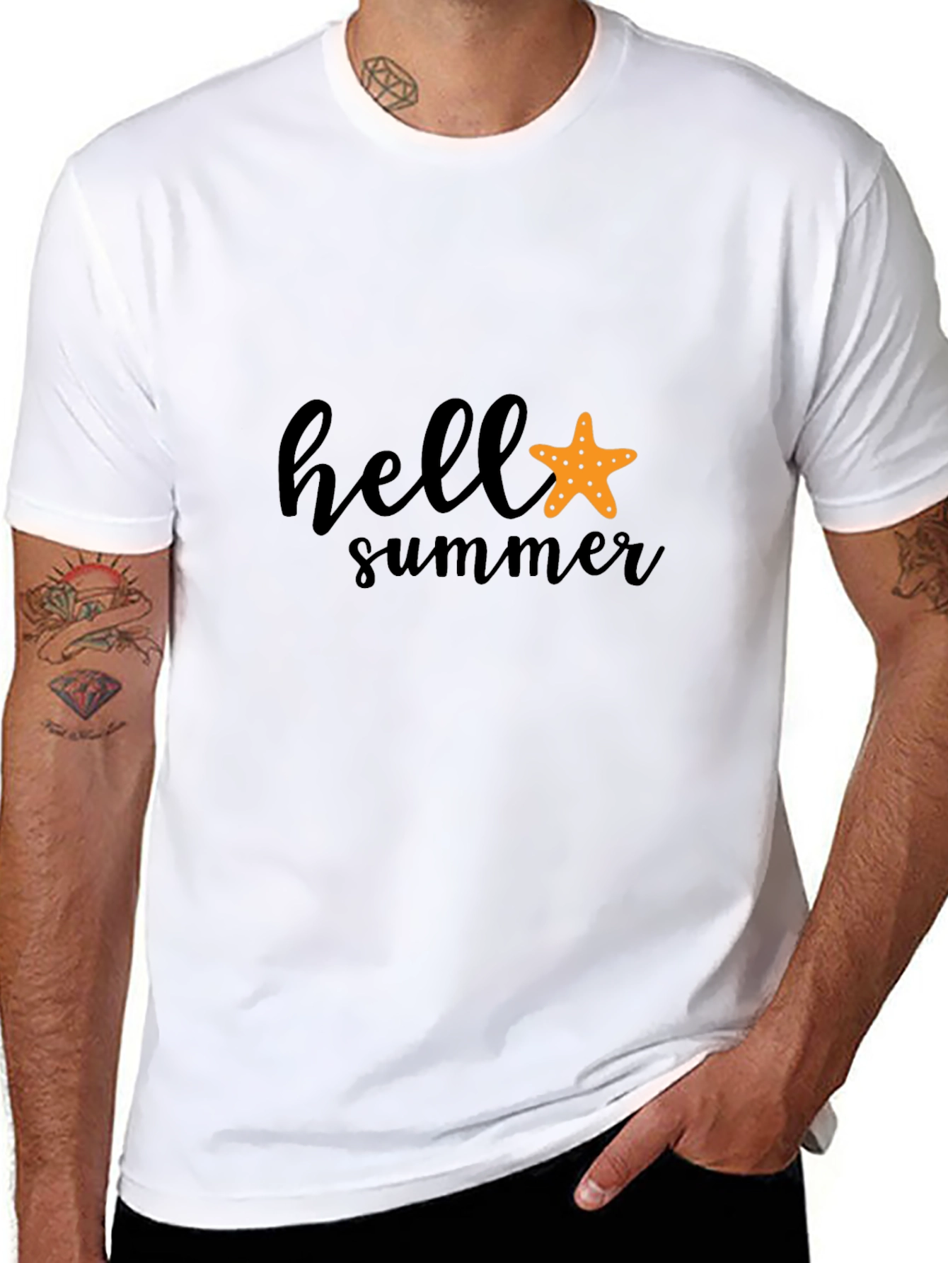 Hello Summer Starfish Graphic Tee - Black