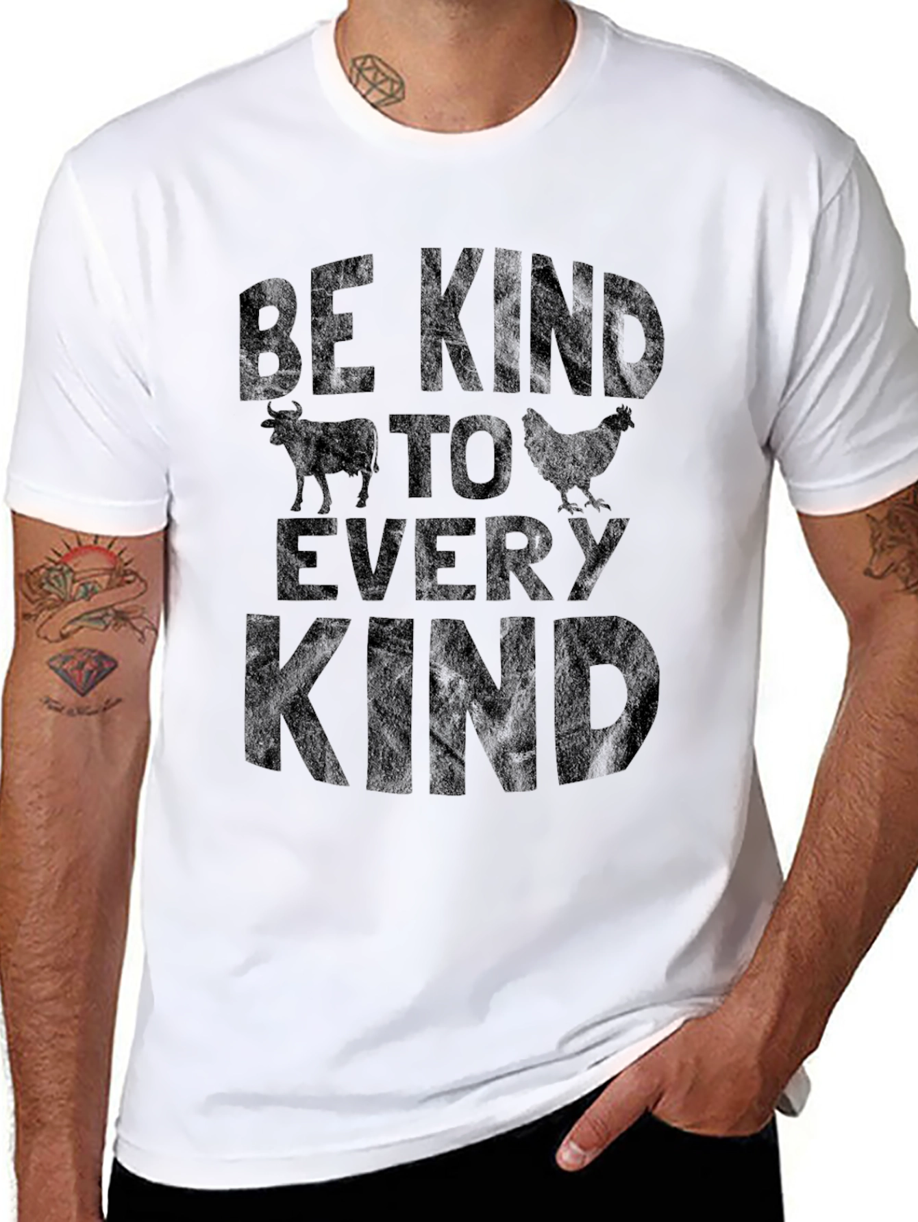 Be Kind Animal Graphic Tee - Black