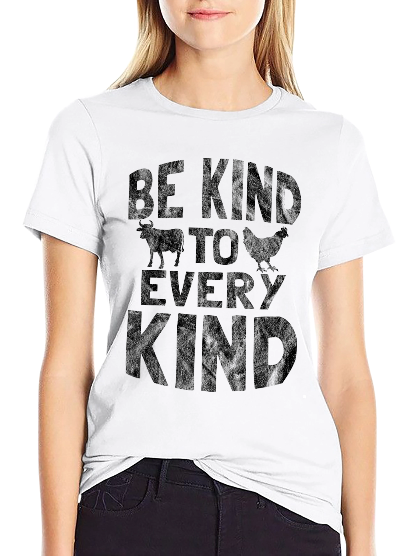 Be Kind Animal Graphic Tee - Black