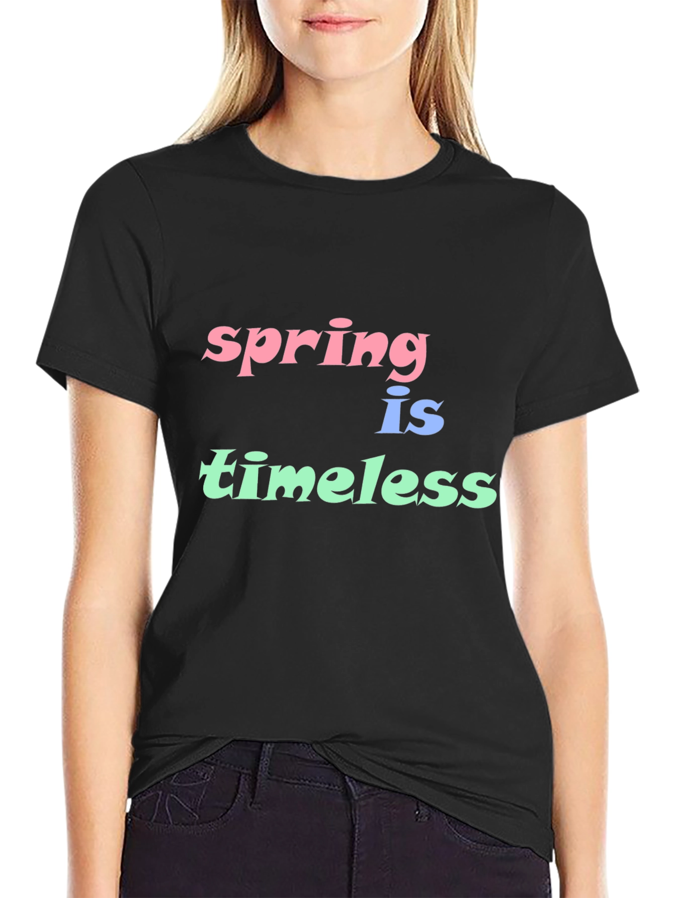 Spring is Timeless Graphic T-Shirt - Black