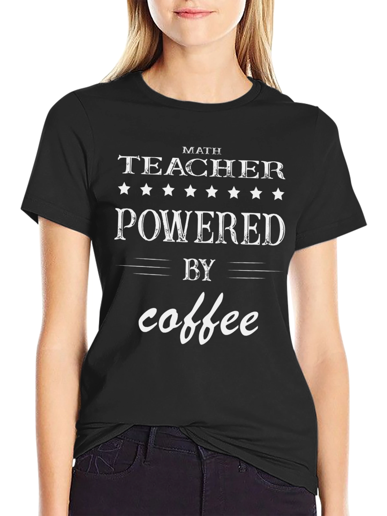 Math Teacher Powered by Coffee T-Shirt