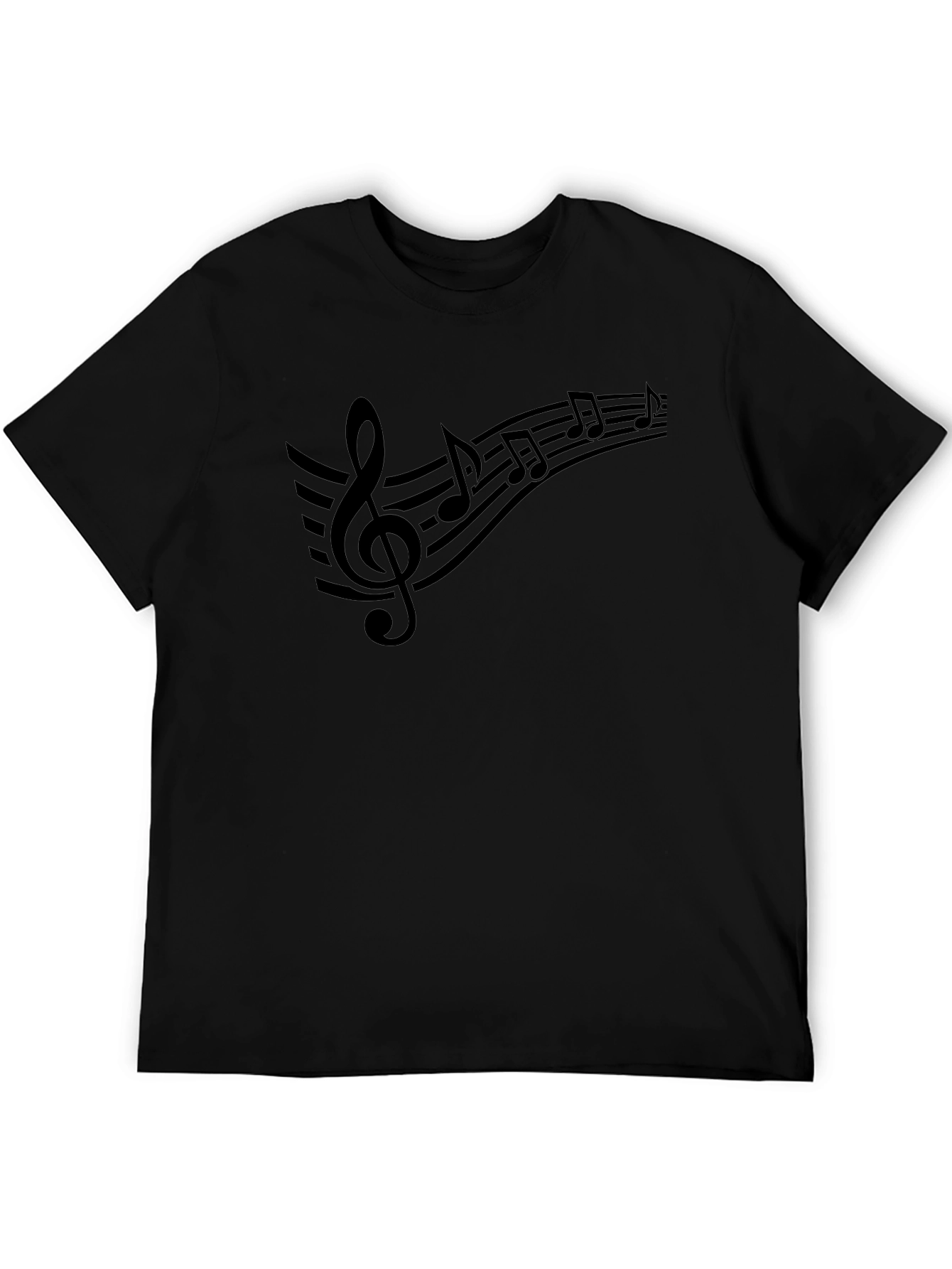 Musical Notes Graphic Black T-Shirt