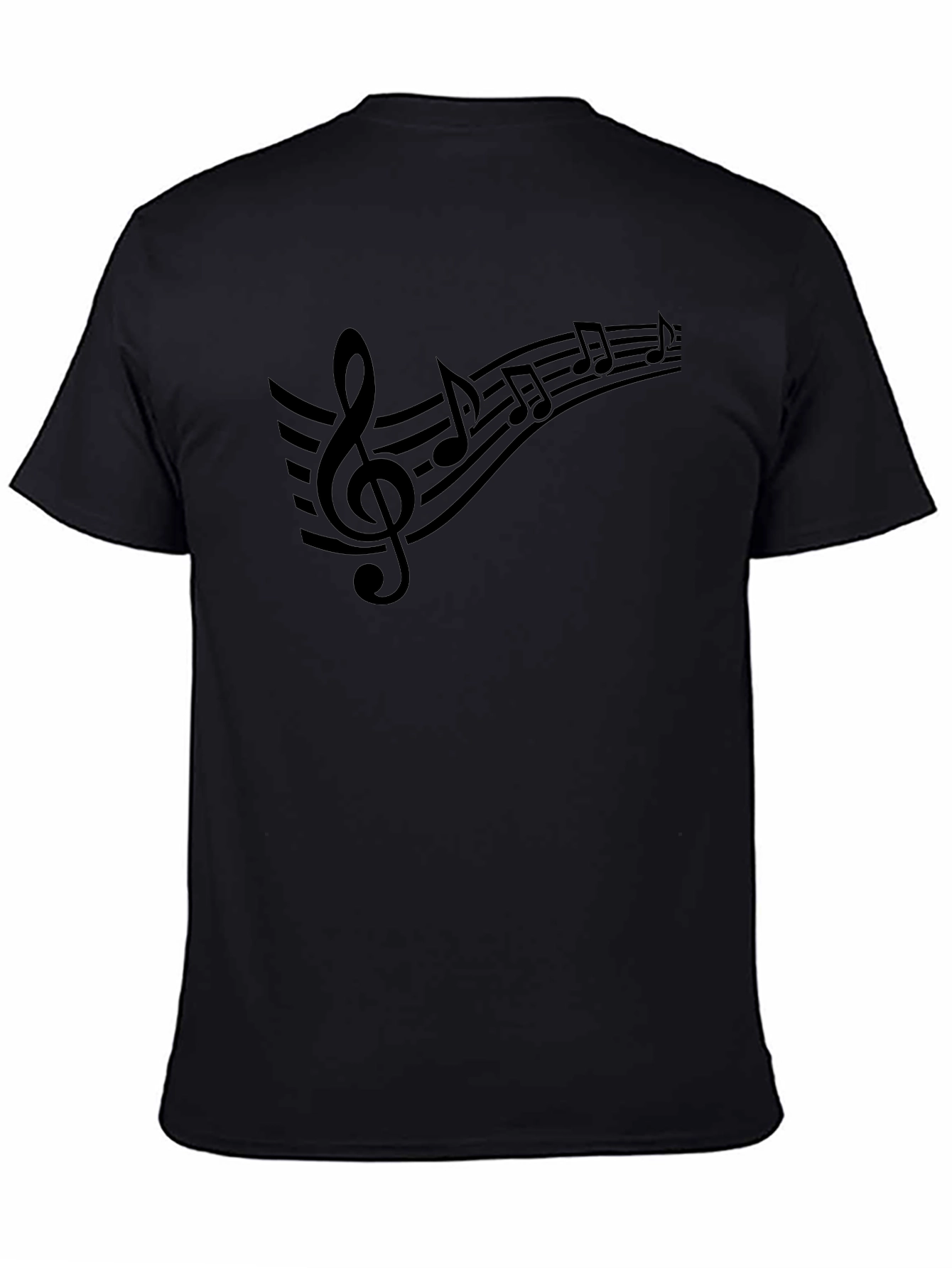 Musical Notes Graphic Black T-Shirt