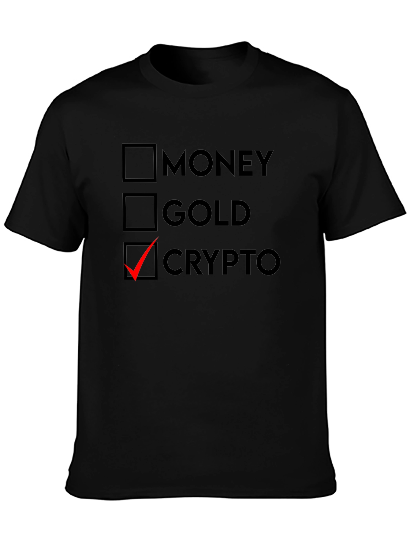 Crypto T-Shirt: Money Gold Crypto Checklist Tee