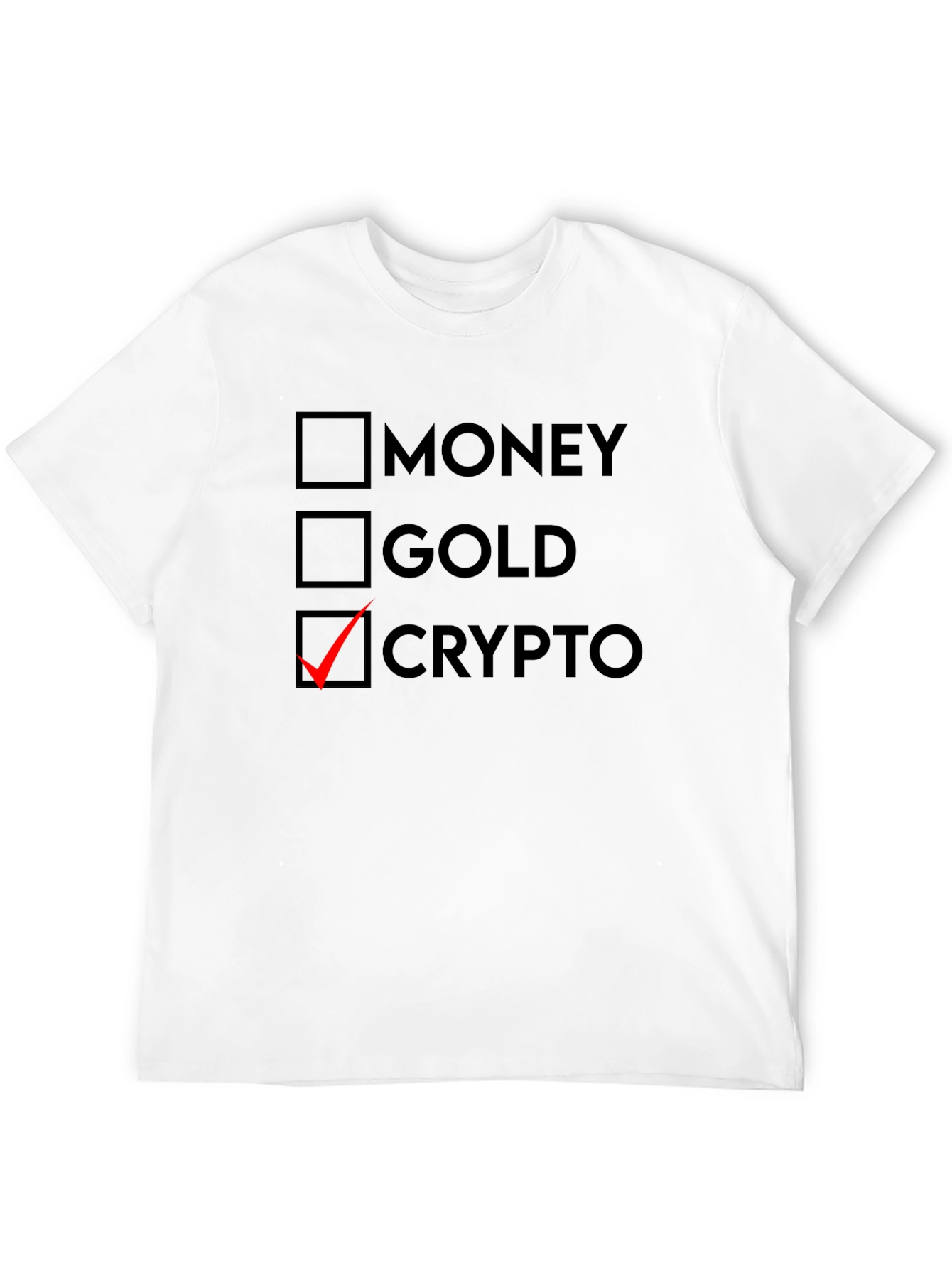 Crypto T-Shirt: Money Gold Crypto Checklist Tee