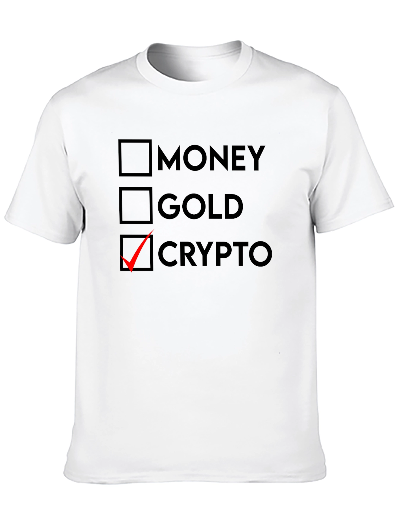 Crypto T-Shirt: Money Gold Crypto Checklist Tee