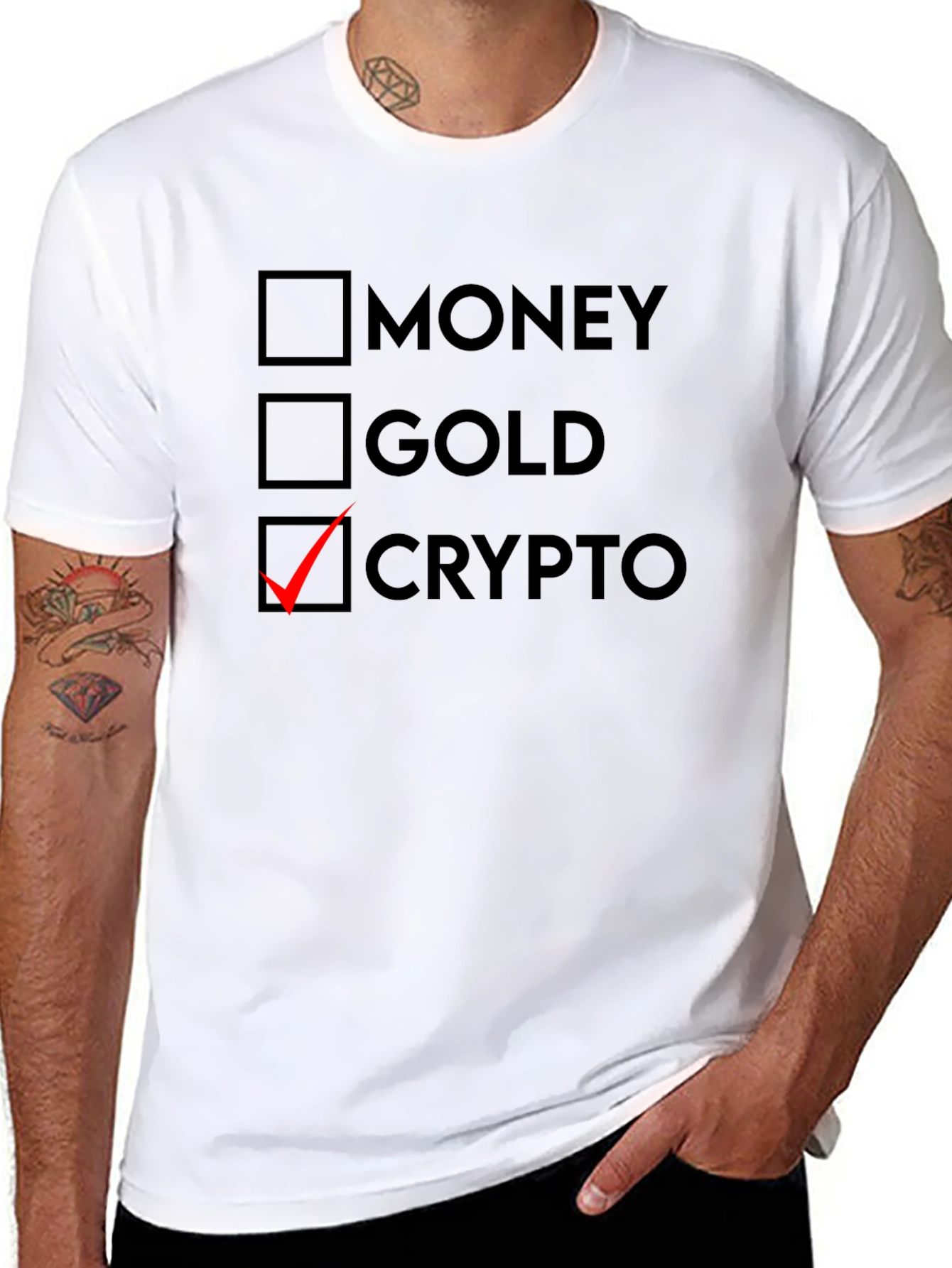 Crypto T-Shirt: Money Gold Crypto Checklist Tee