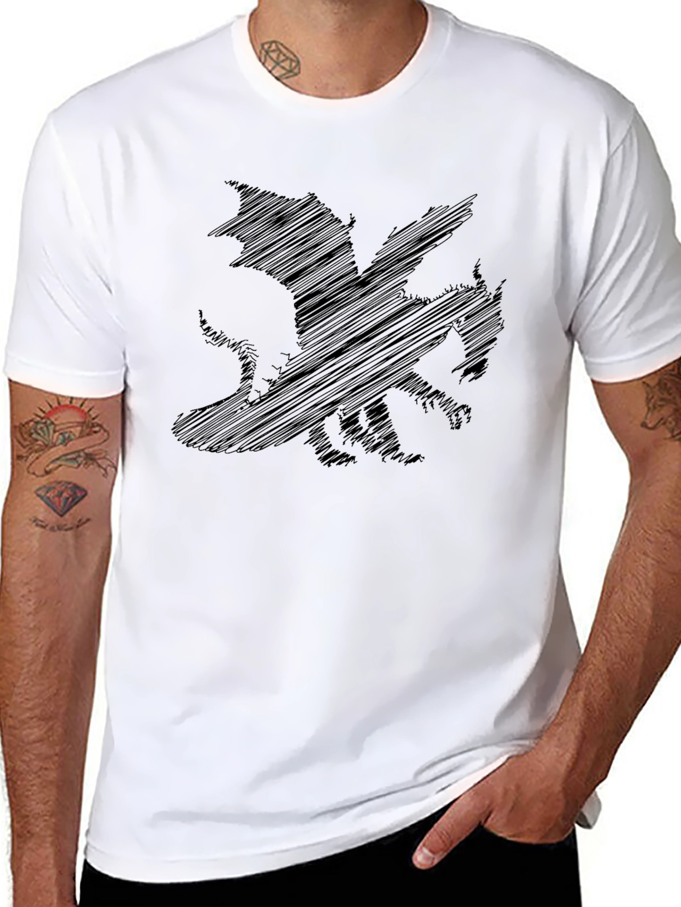 Dragon Sketch Black T-Shirt