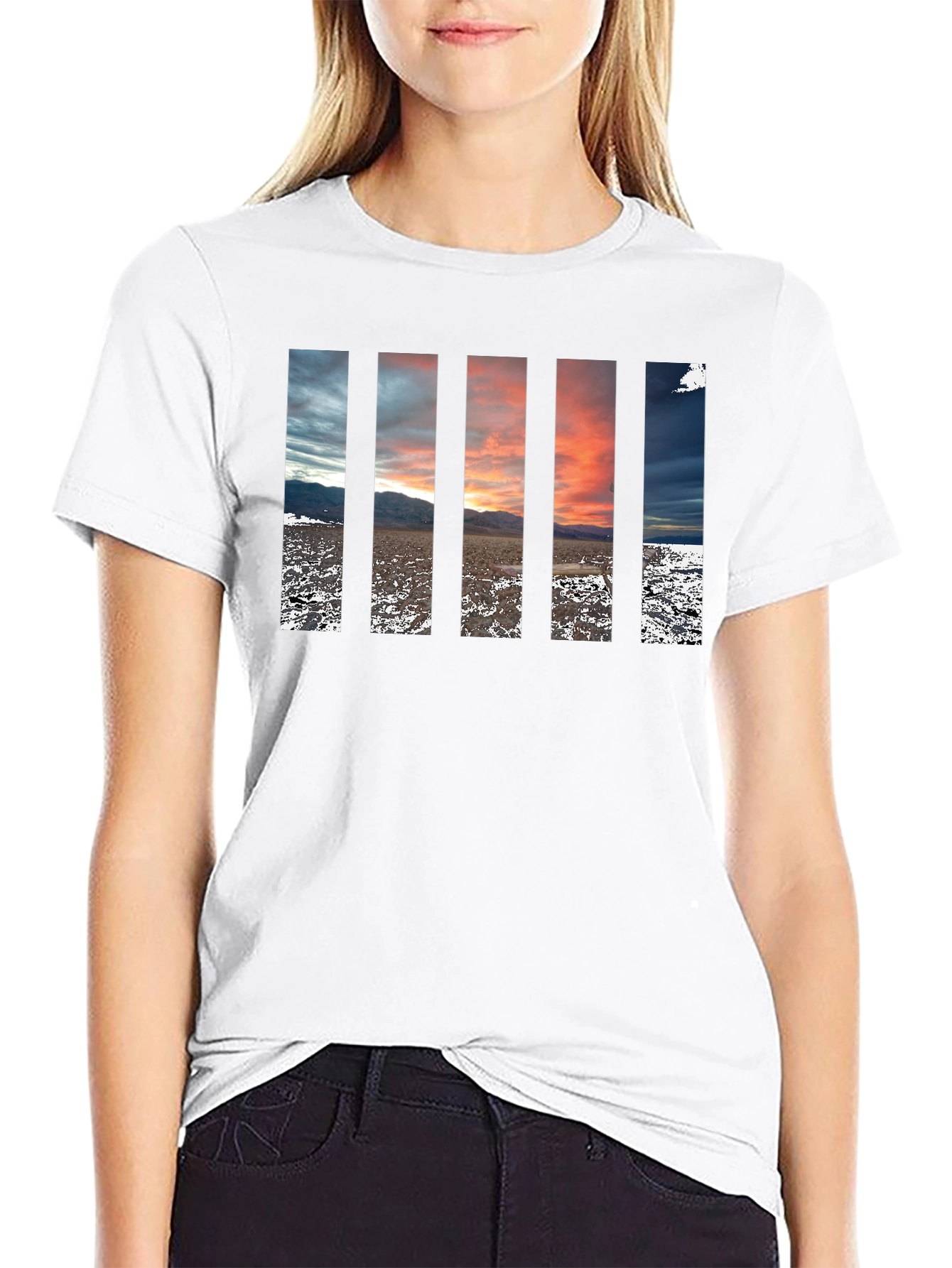 Stripped Sunset Tee - Black Cotton Comfort