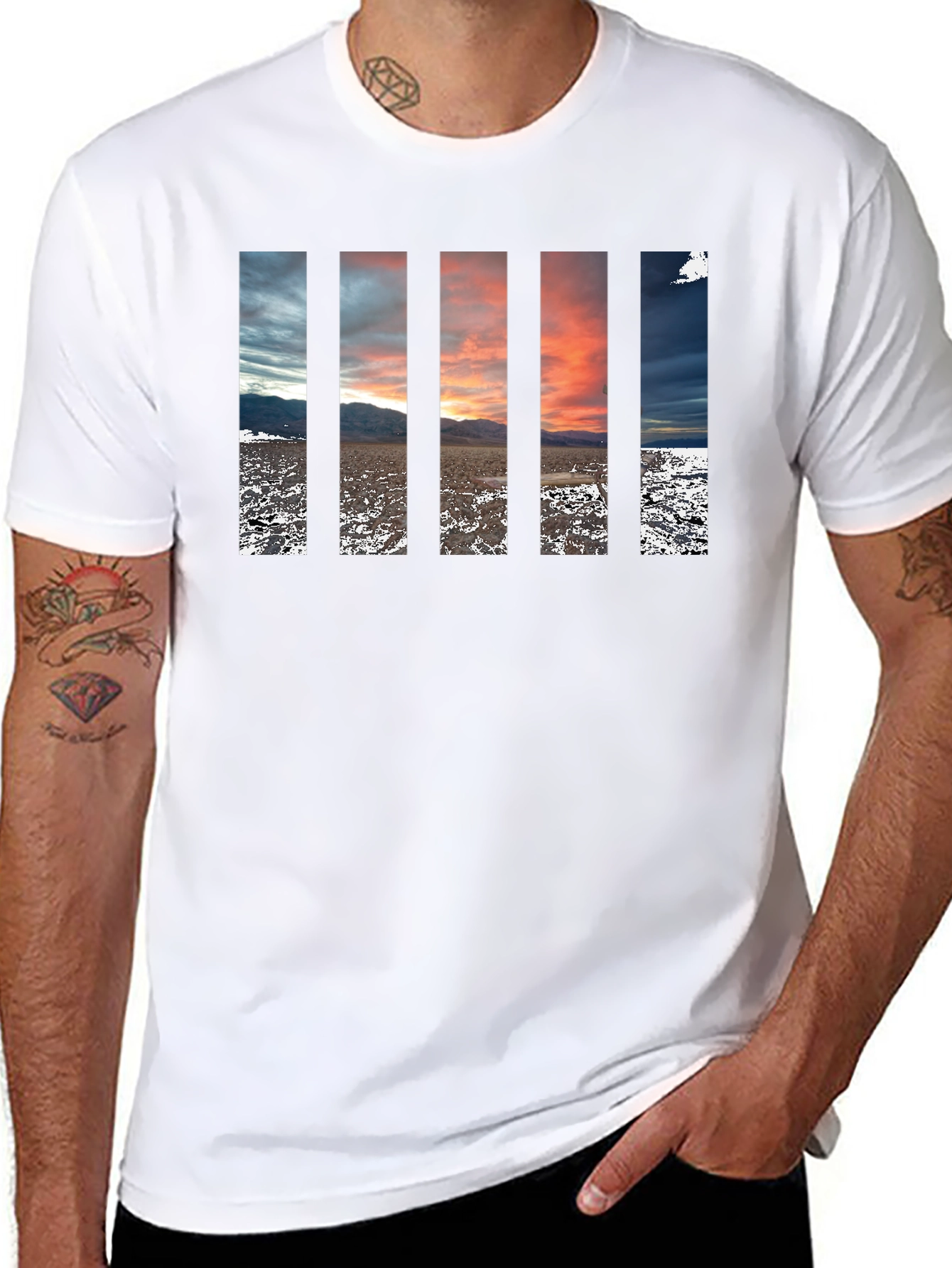 Stripped Sunset Tee - Black Cotton Comfort