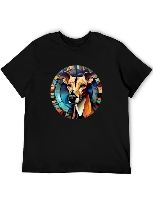 Stained Glass Dog Graphic Tee - Mens Black T-Shirt