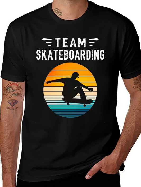 Team Skateboarding T-Shirt Retro Sunset Design