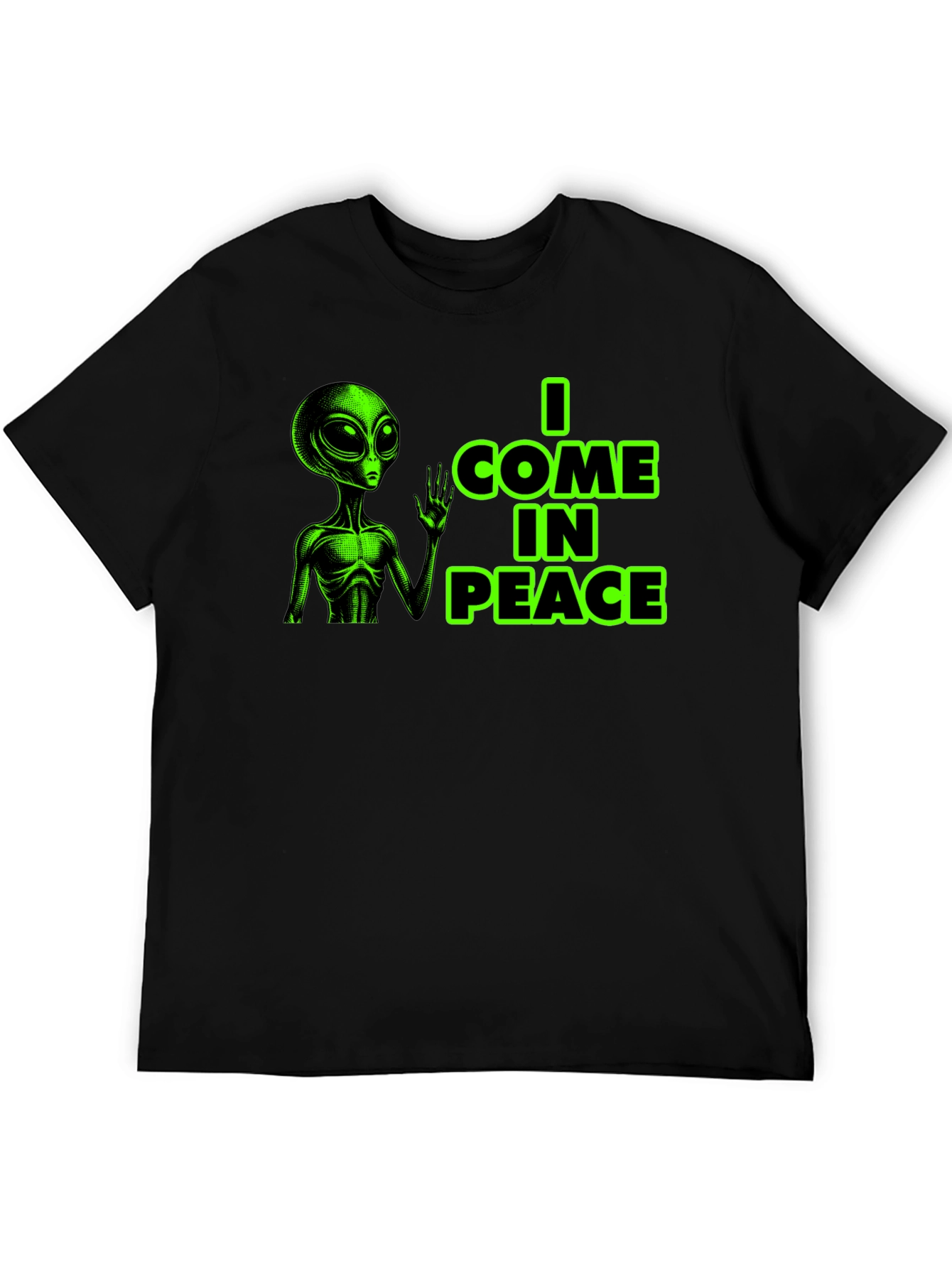 I Come In Peace Alien Graphic Tee - Black