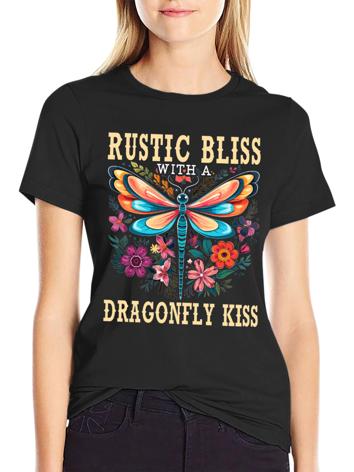 Rustic Bliss Dragonfly Kiss Graphic Tee