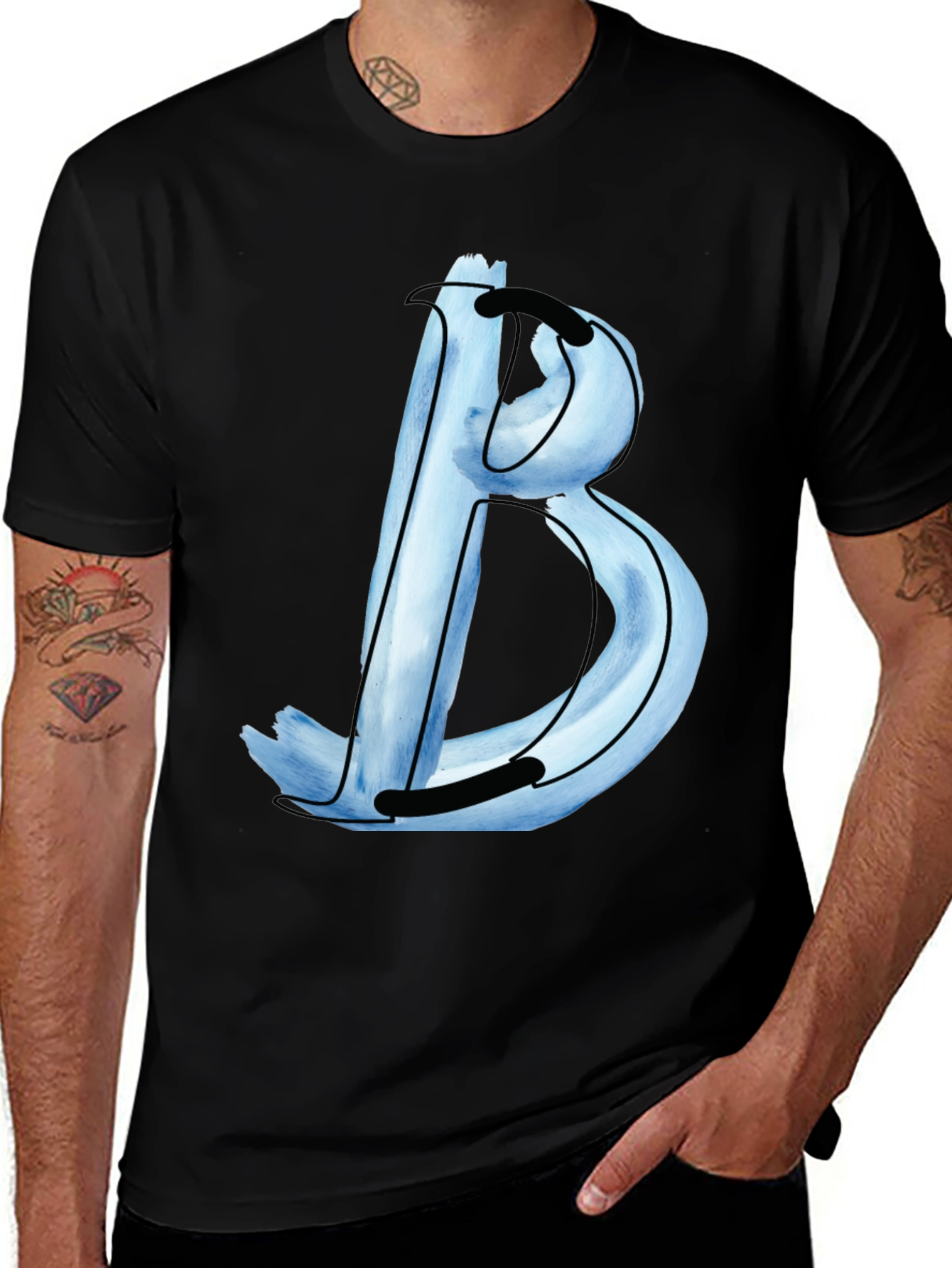 Stylish Black T-Shirt with Letter B Design