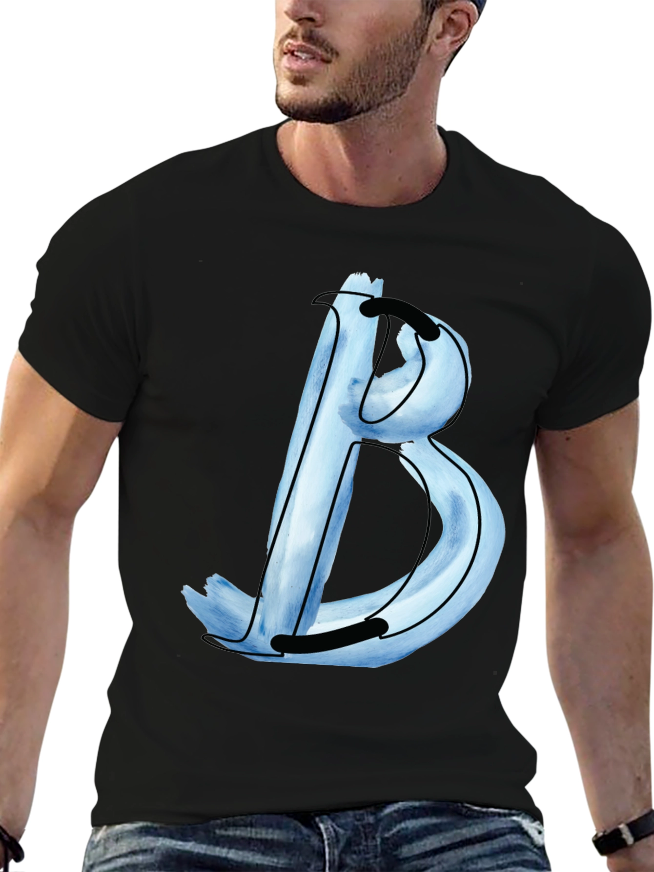 Stylish Black T-Shirt with Letter B Design