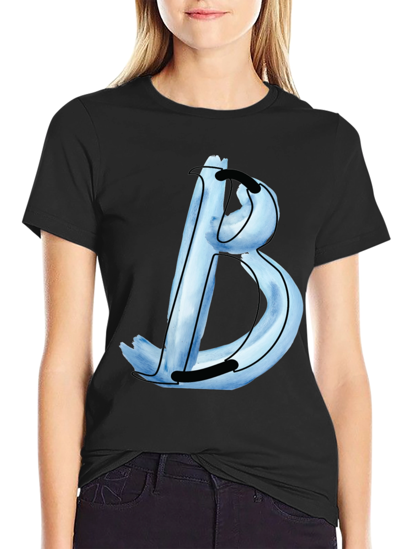 Stylish Black T-Shirt with Letter B Design