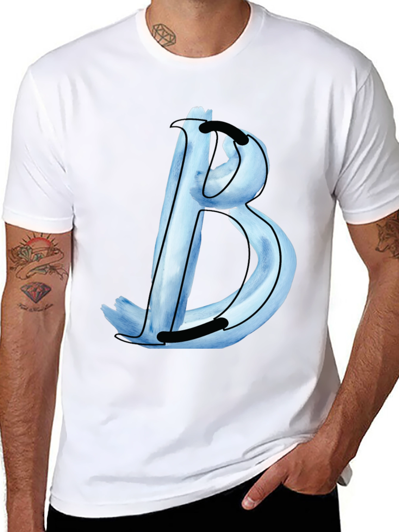 Stylish Black T-Shirt with Letter B Design
