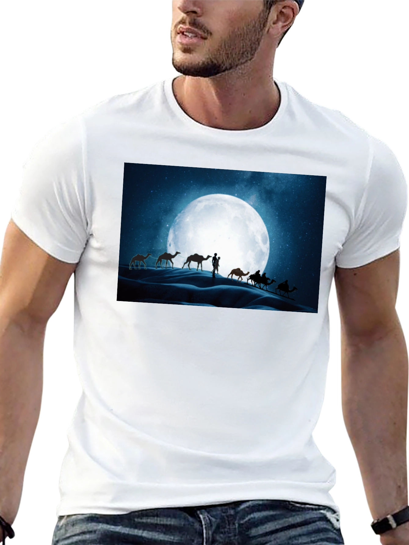 Camel Desert Moon Black T-Shirt
