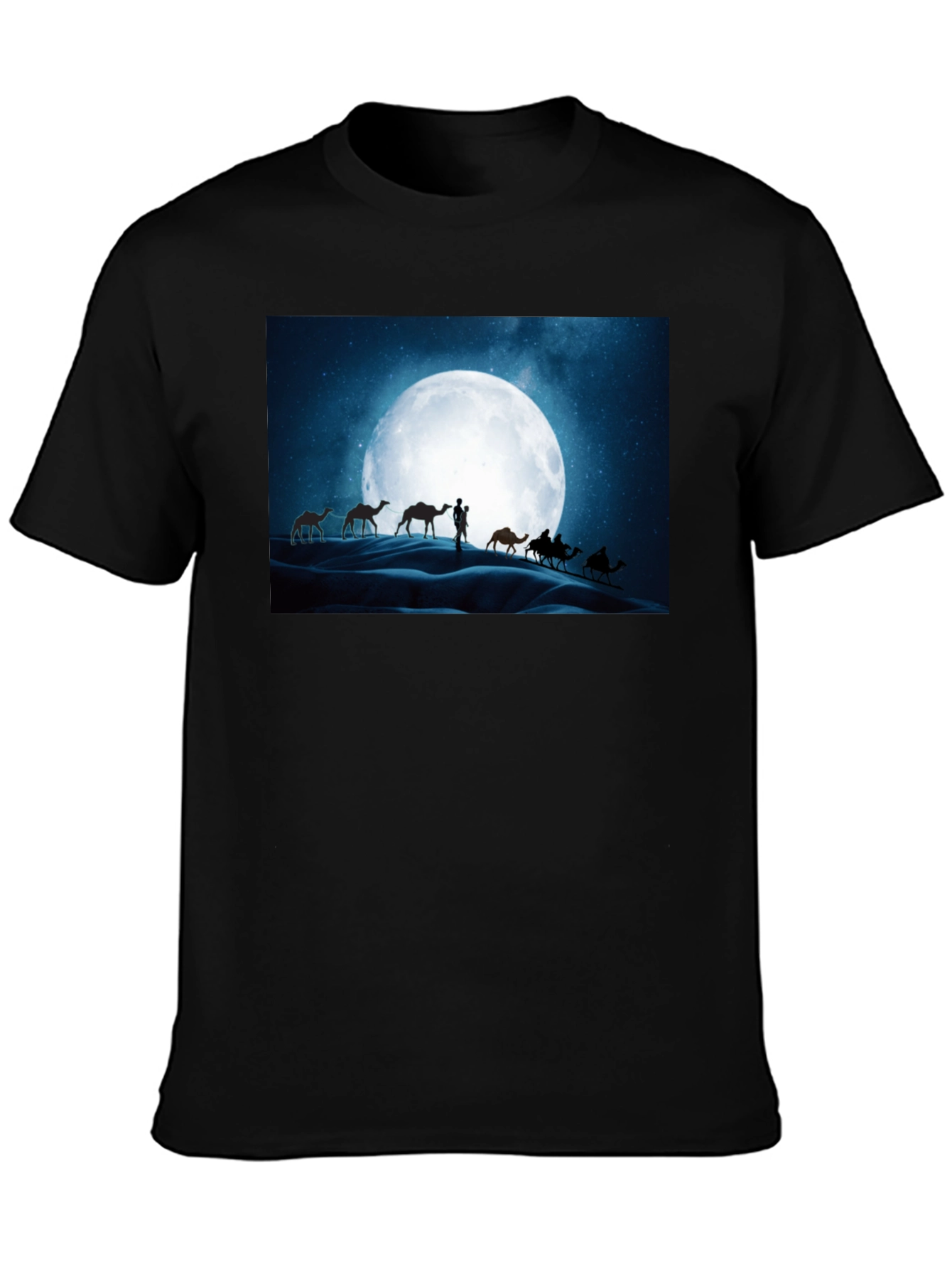 Camel Desert Moon Black T-Shirt