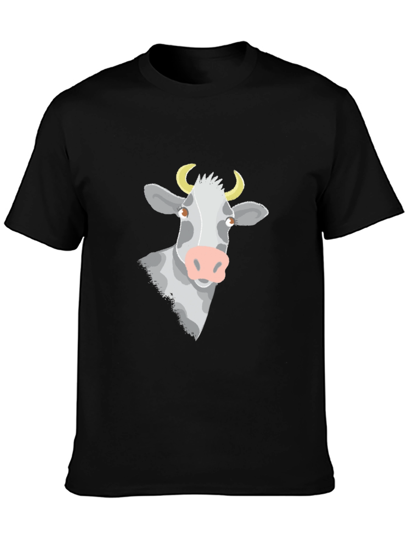 Cow Graphic T-Shirt - Black Cotton Blend