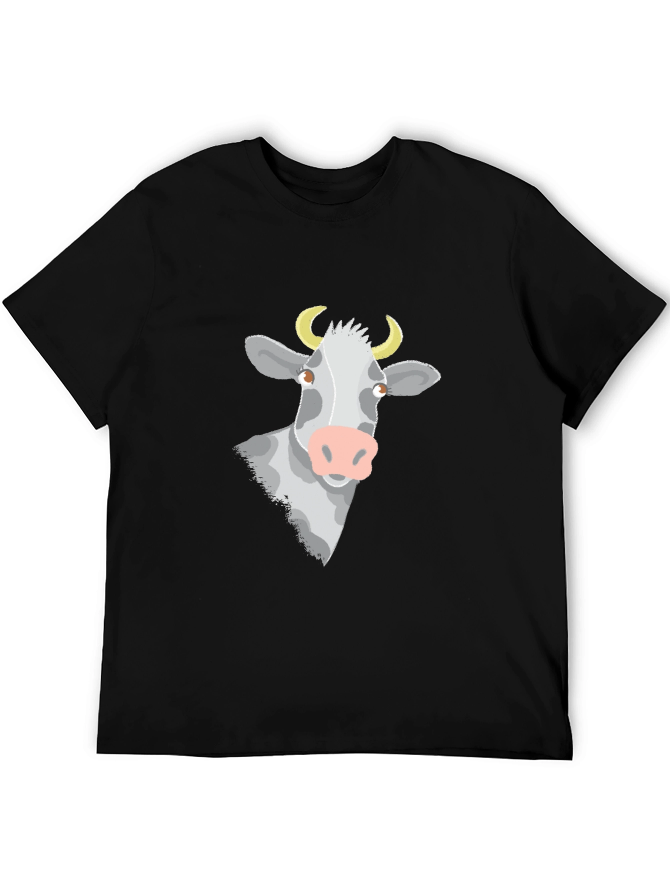 Cow Graphic T-Shirt - Black Cotton Blend