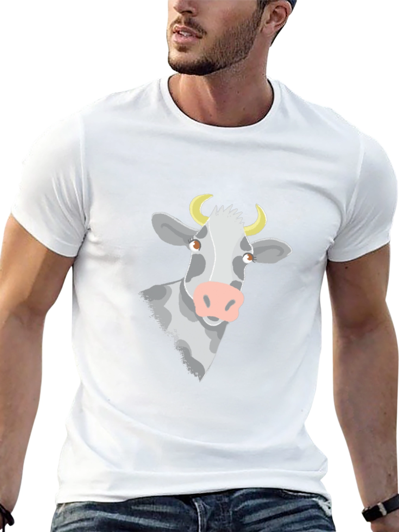 Cow Graphic T-Shirt - Black Cotton Blend