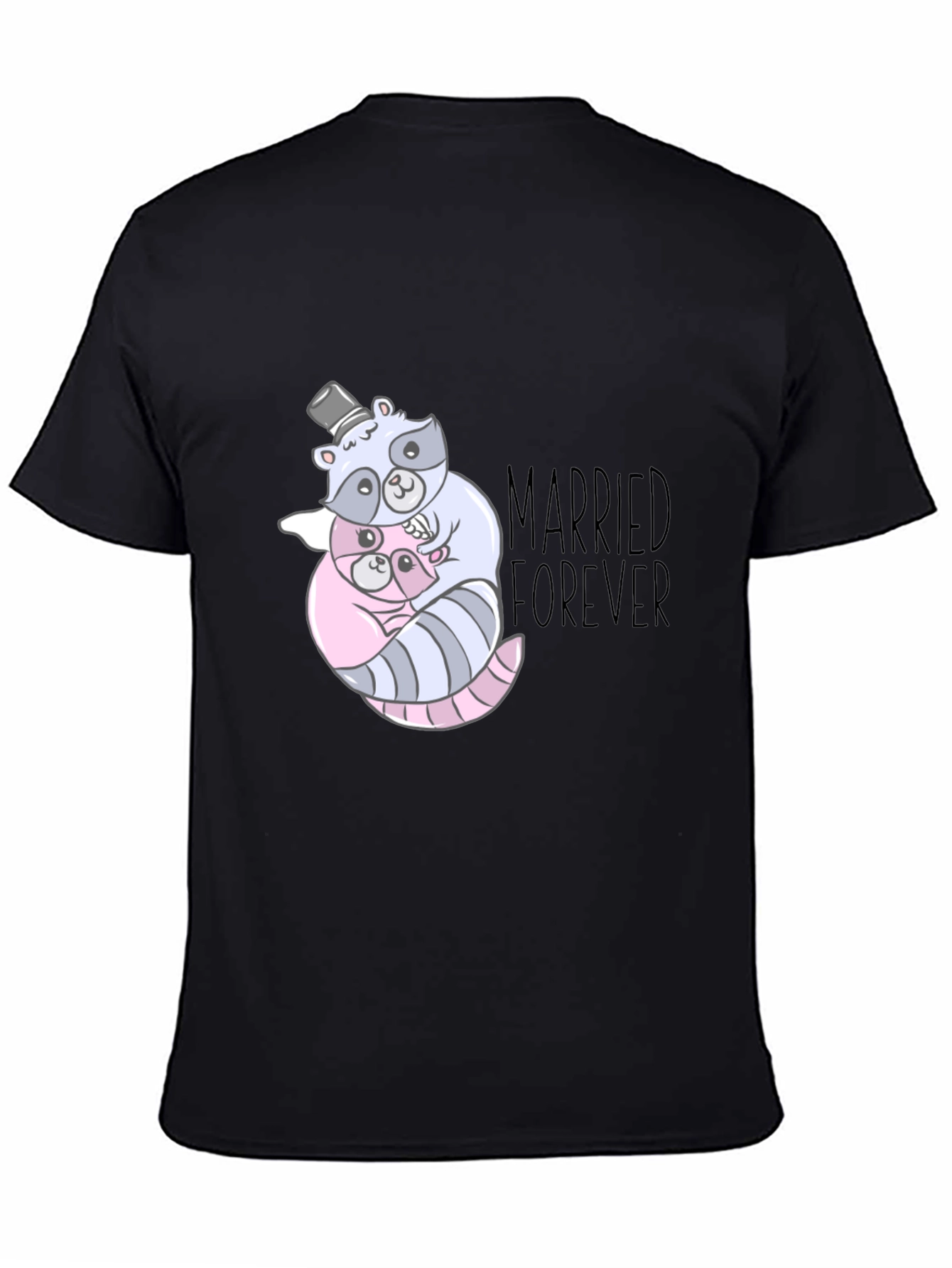 Married Forever Raccoon Couple Graphic Tee