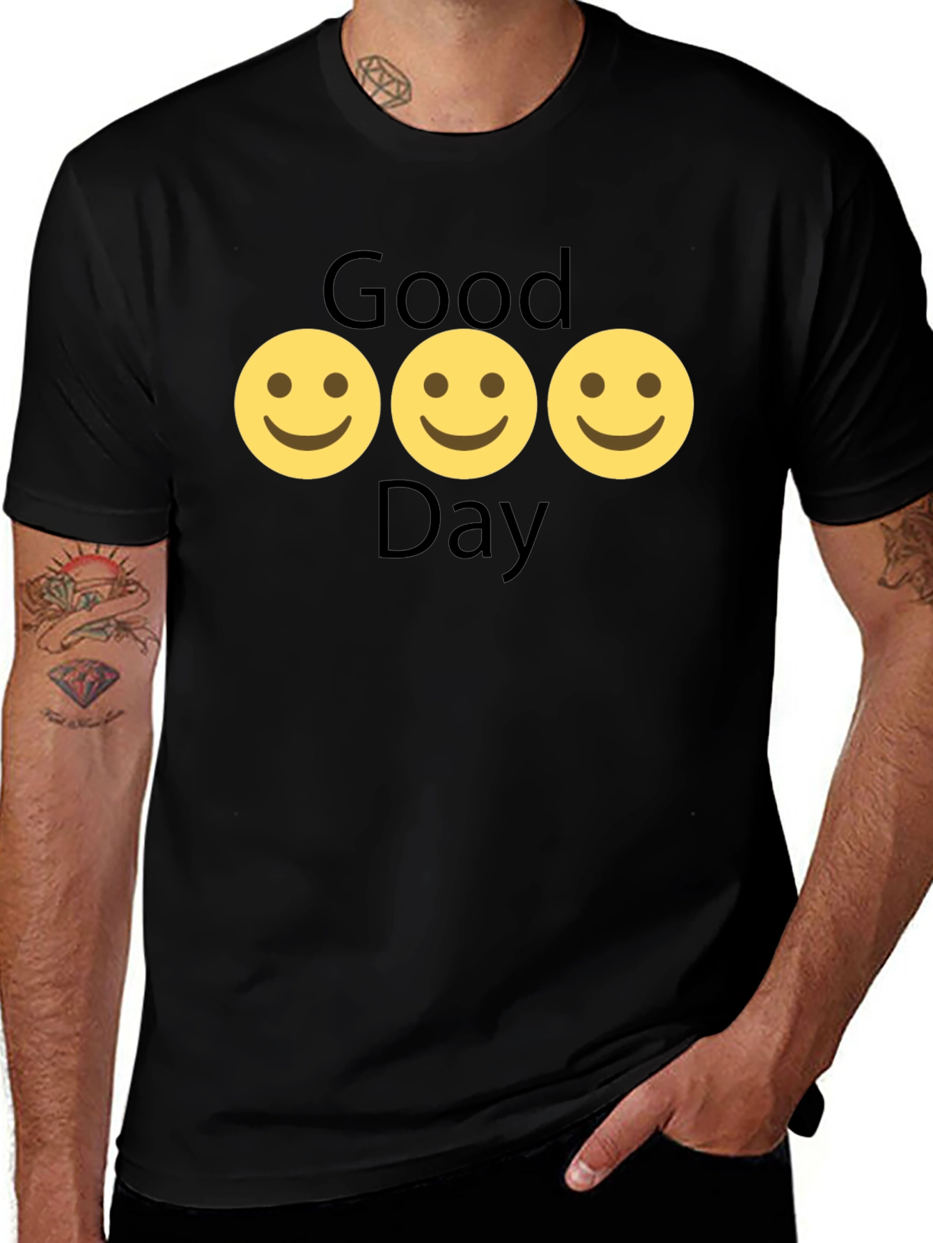 Good Day Smiley Face Black T-Shirt