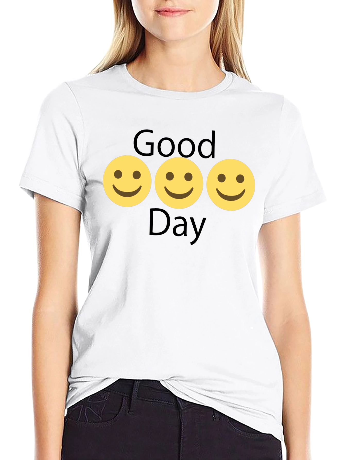 Good Day Smiley Face Black T-Shirt