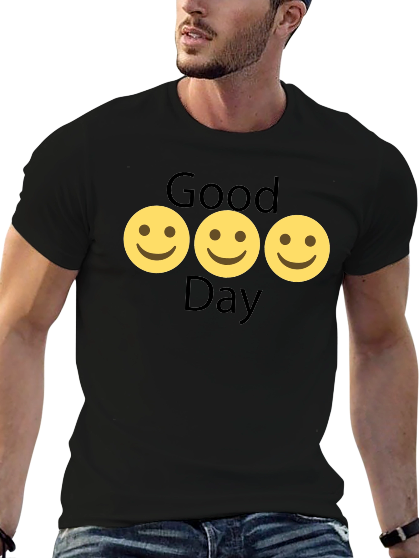 Good Day Smiley Face Black T-Shirt