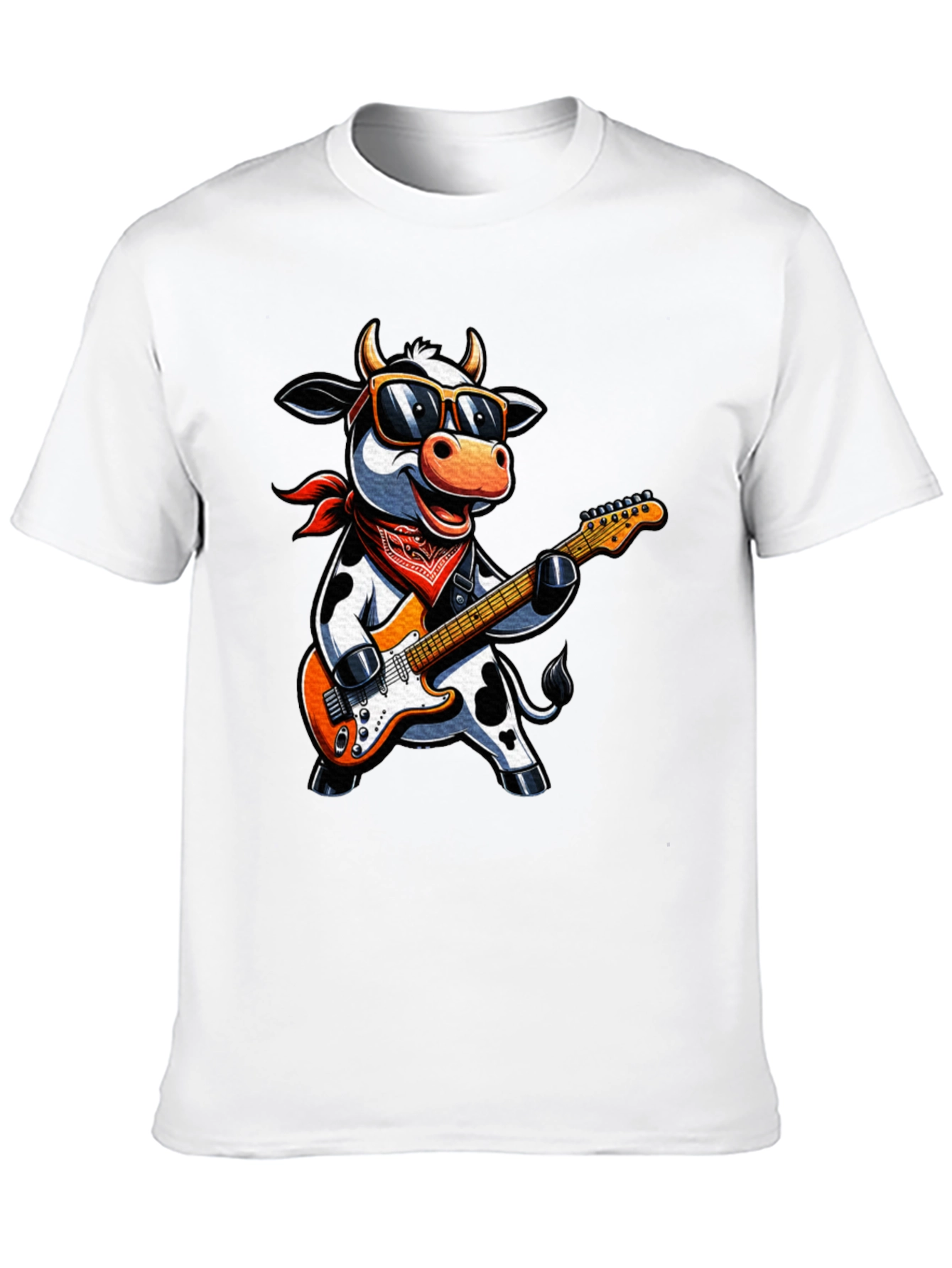 Cool Cow Guitarist Graphic Tee - Rock On!