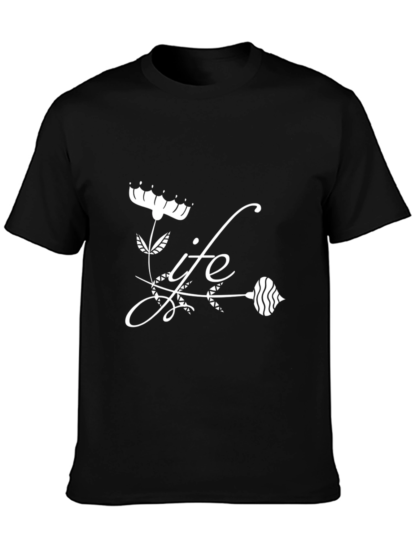 Life Floral Graphic Black T-Shirt