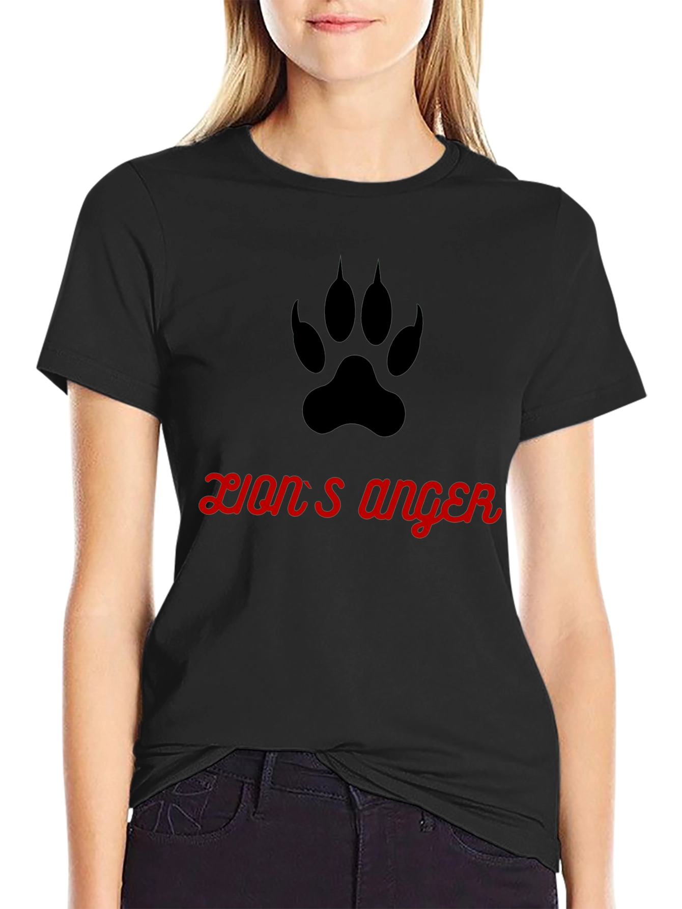 Lions Anger Graphic Tee - Black Cotton T-Shirt