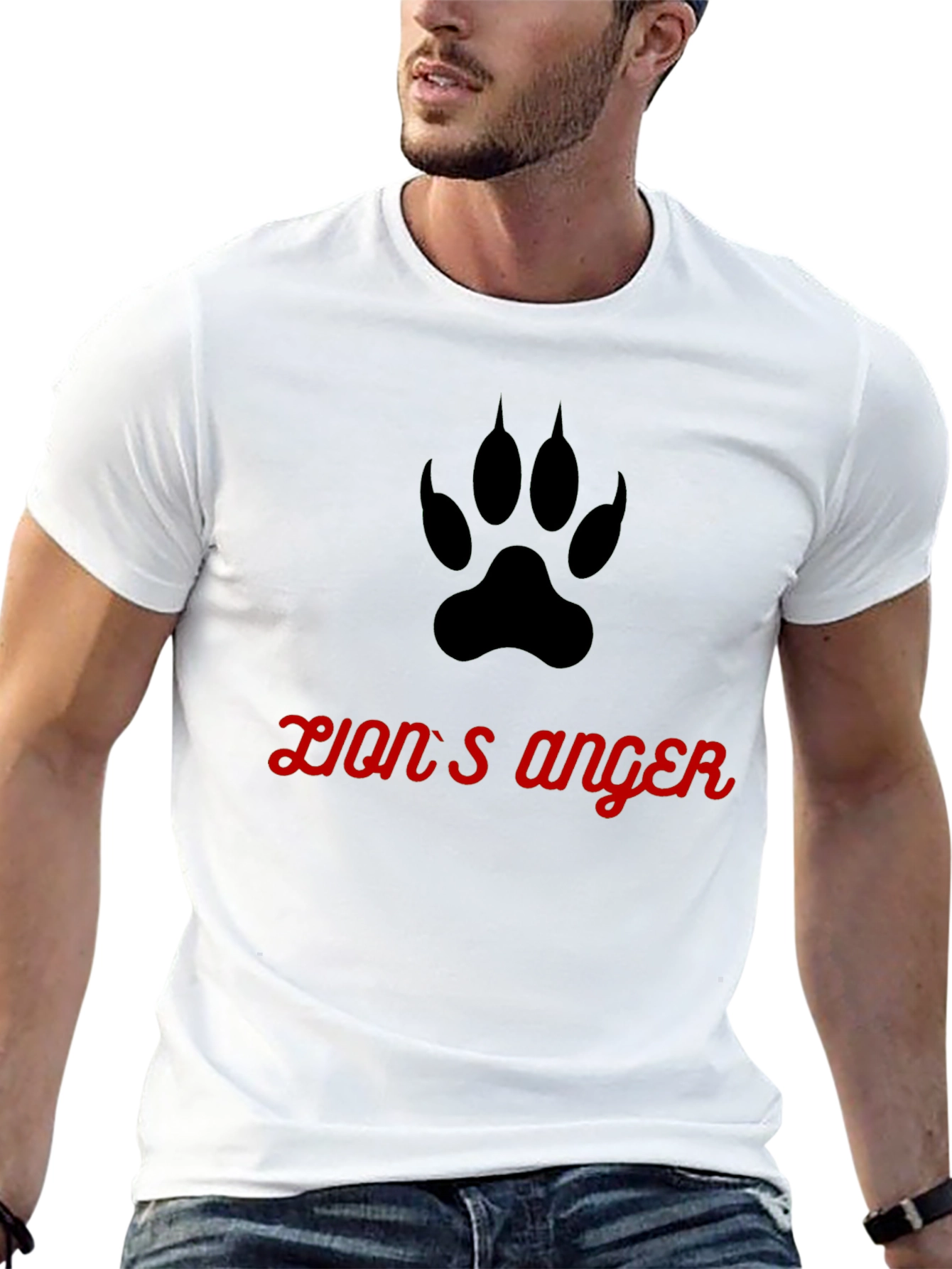 Lions Anger Graphic Tee - Black Cotton T-Shirt