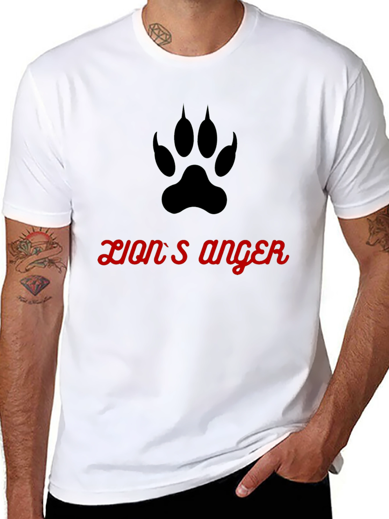 Lions Anger Graphic Tee - Black Cotton T-Shirt