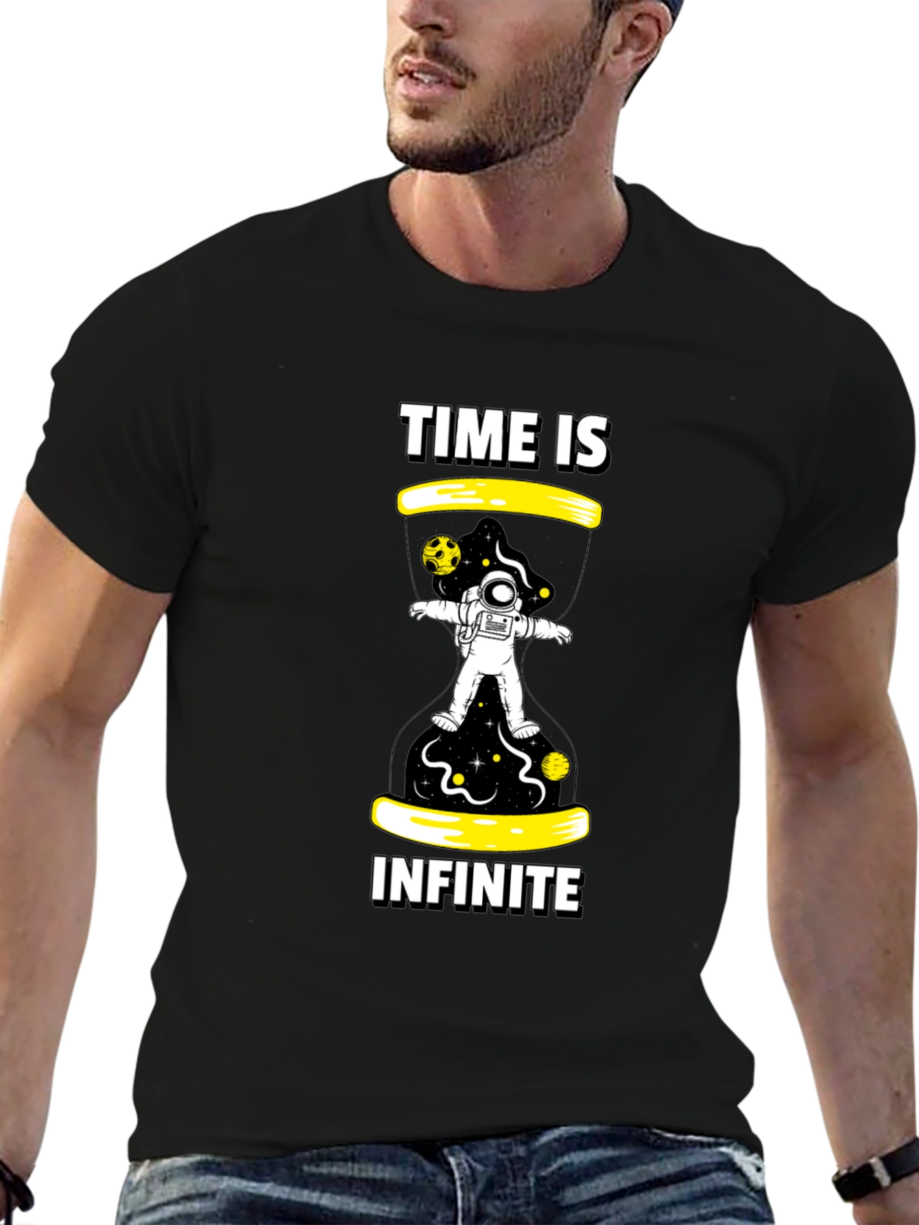 Time is Infinite Black Graphic Tee