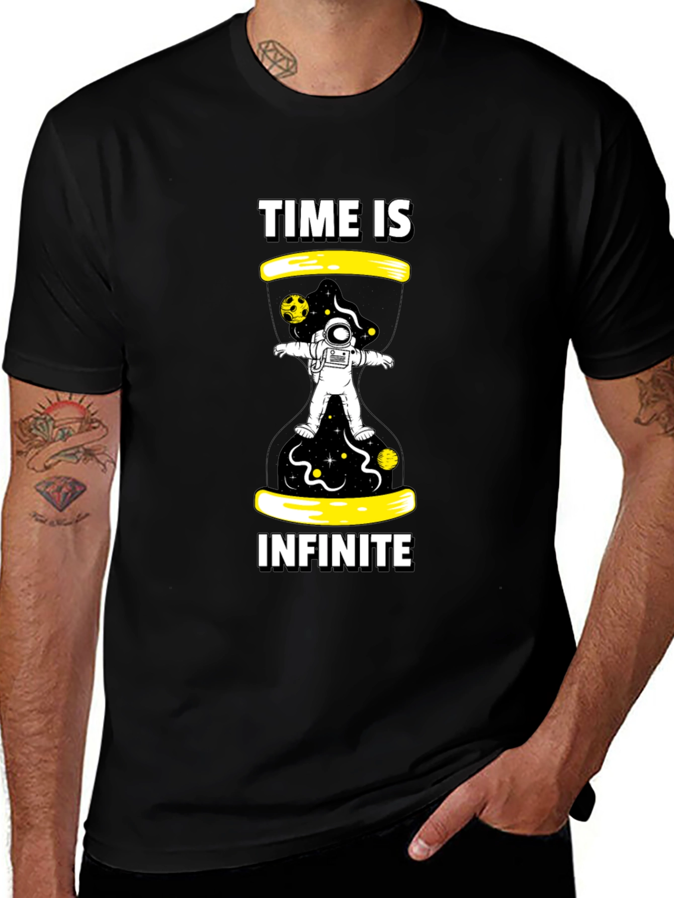 Time is Infinite Black Graphic Tee
