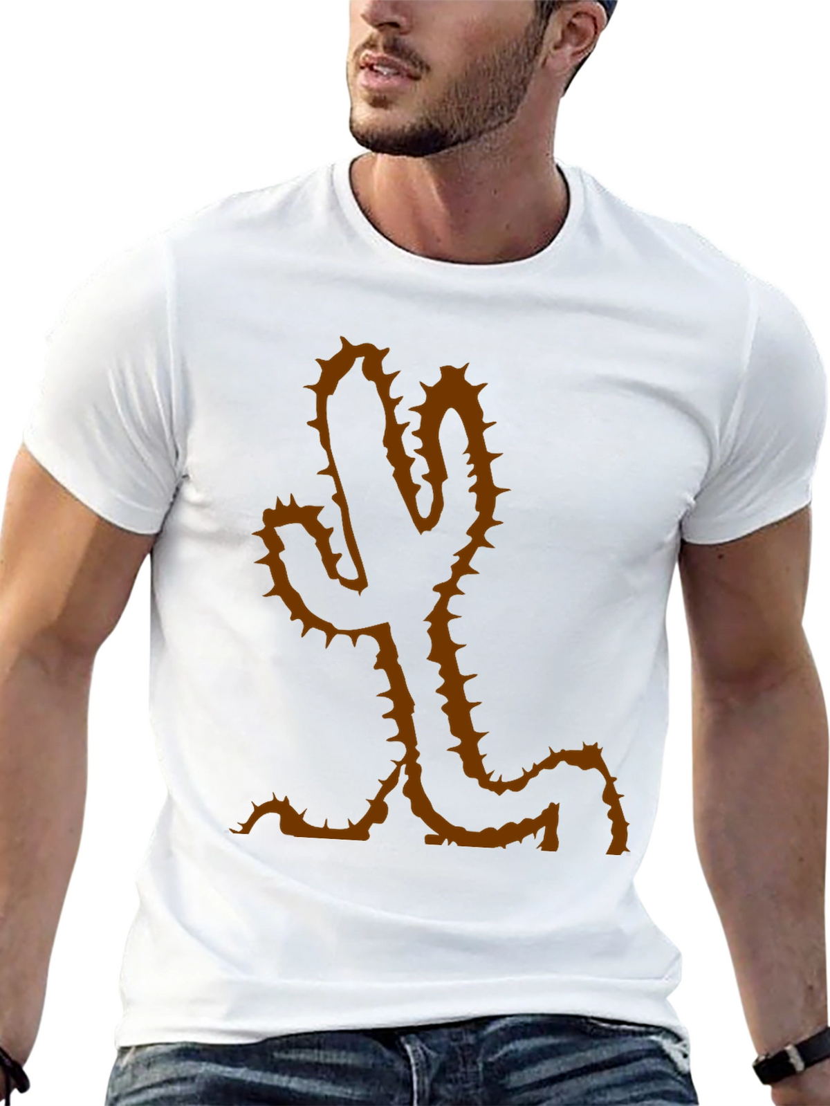 Cactus Graphic Tee - Casual Black Cotton T-Shirt