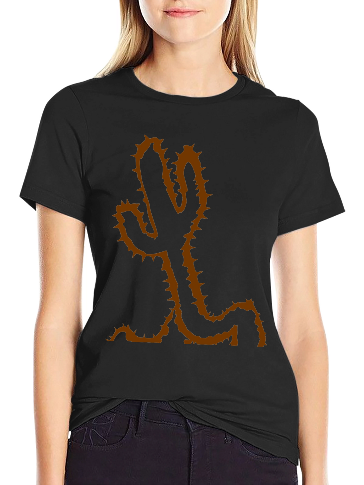 Cactus Graphic Tee - Casual Black Cotton T-Shirt