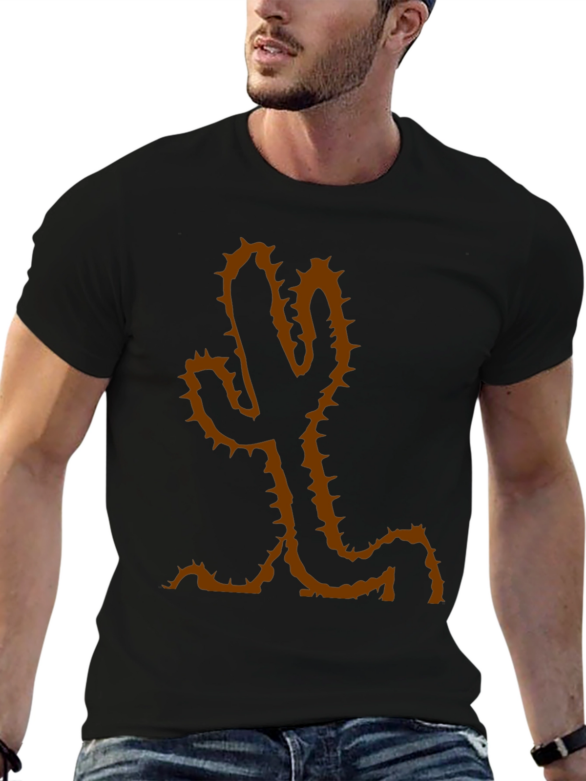 Cactus Graphic Tee - Casual Black Cotton T-Shirt