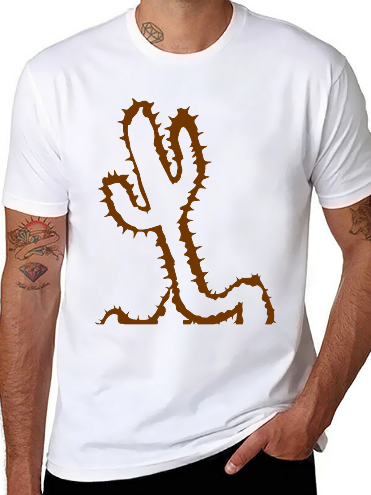 Cactus Graphic Tee - Casual Black Cotton T-Shirt