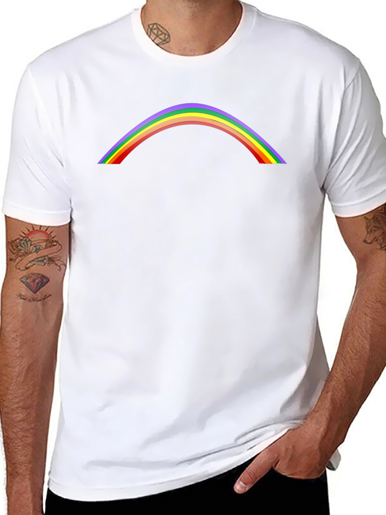 Rainbow Arch Graphic Tee - Stylish Casual Shirt
