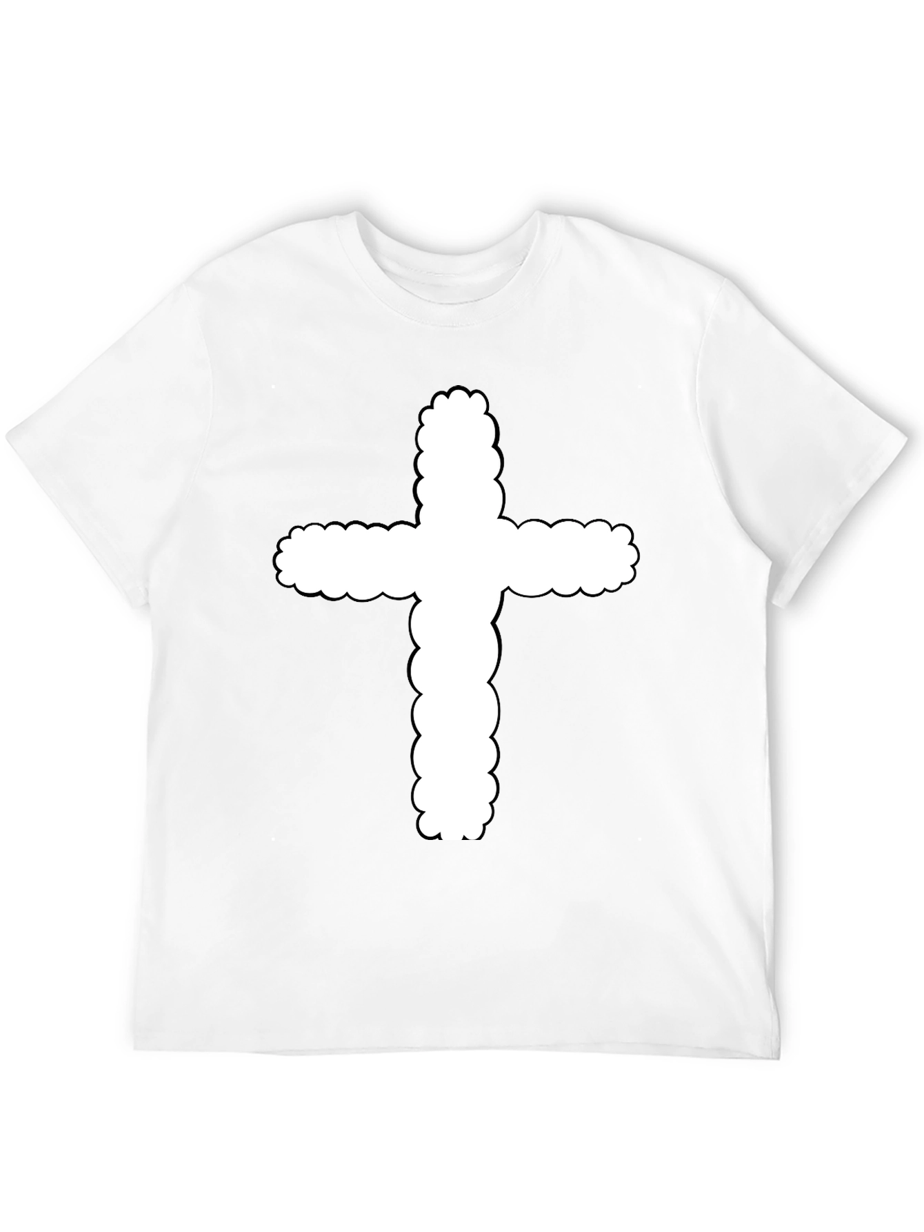 Mens Black T-Shirt with White Cross Design