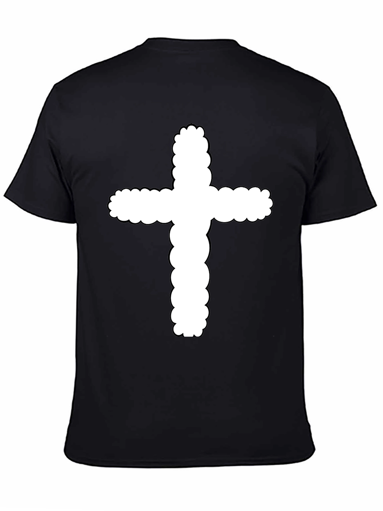 Mens Black T-Shirt with White Cross Design