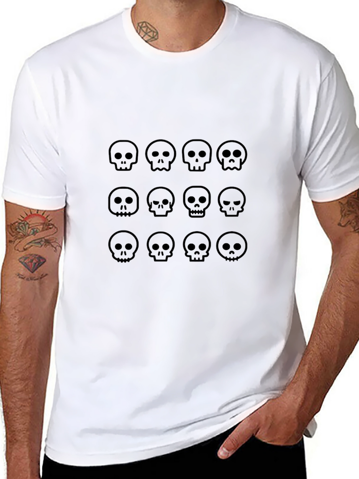 Skull Pattern Black T-Shirt