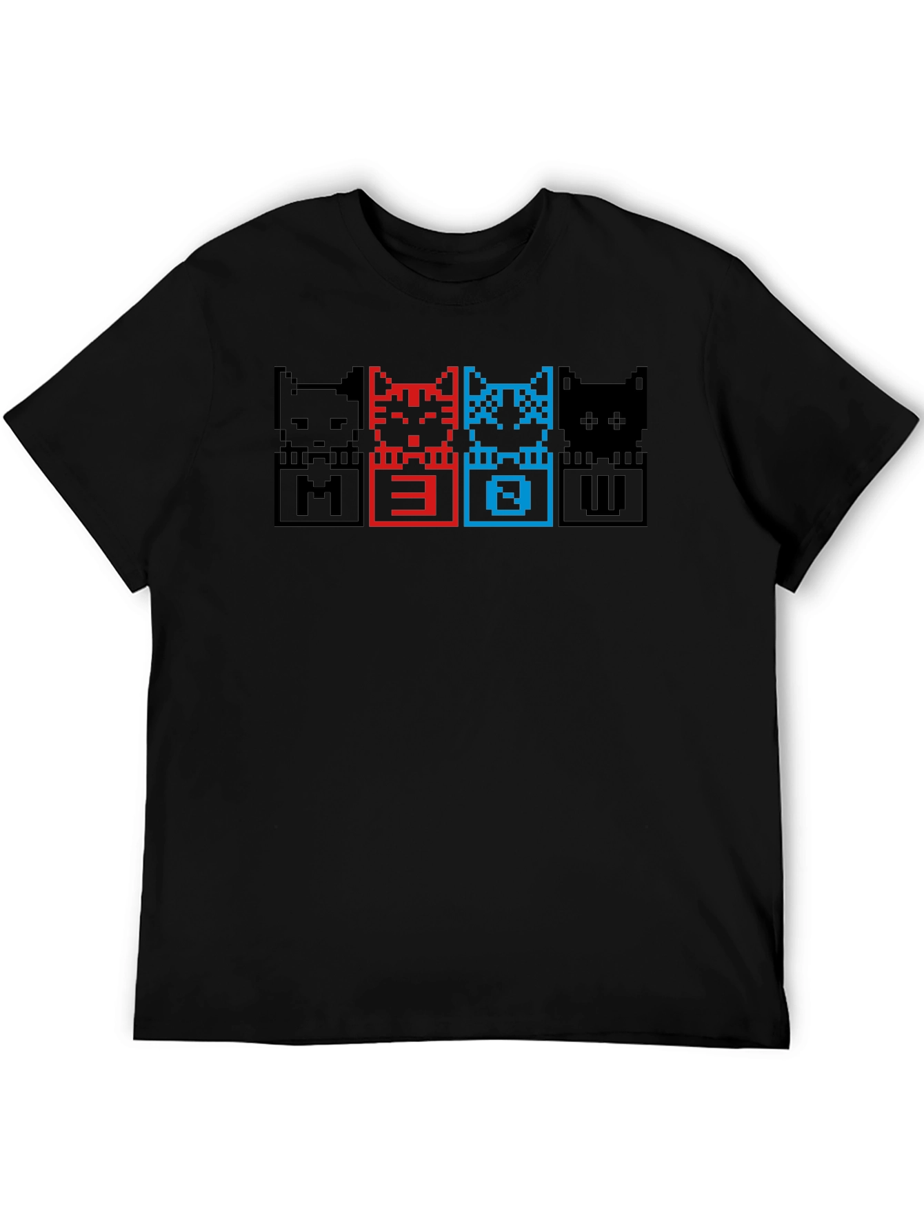 Pixel Cat Meow T-Shirt - Black
