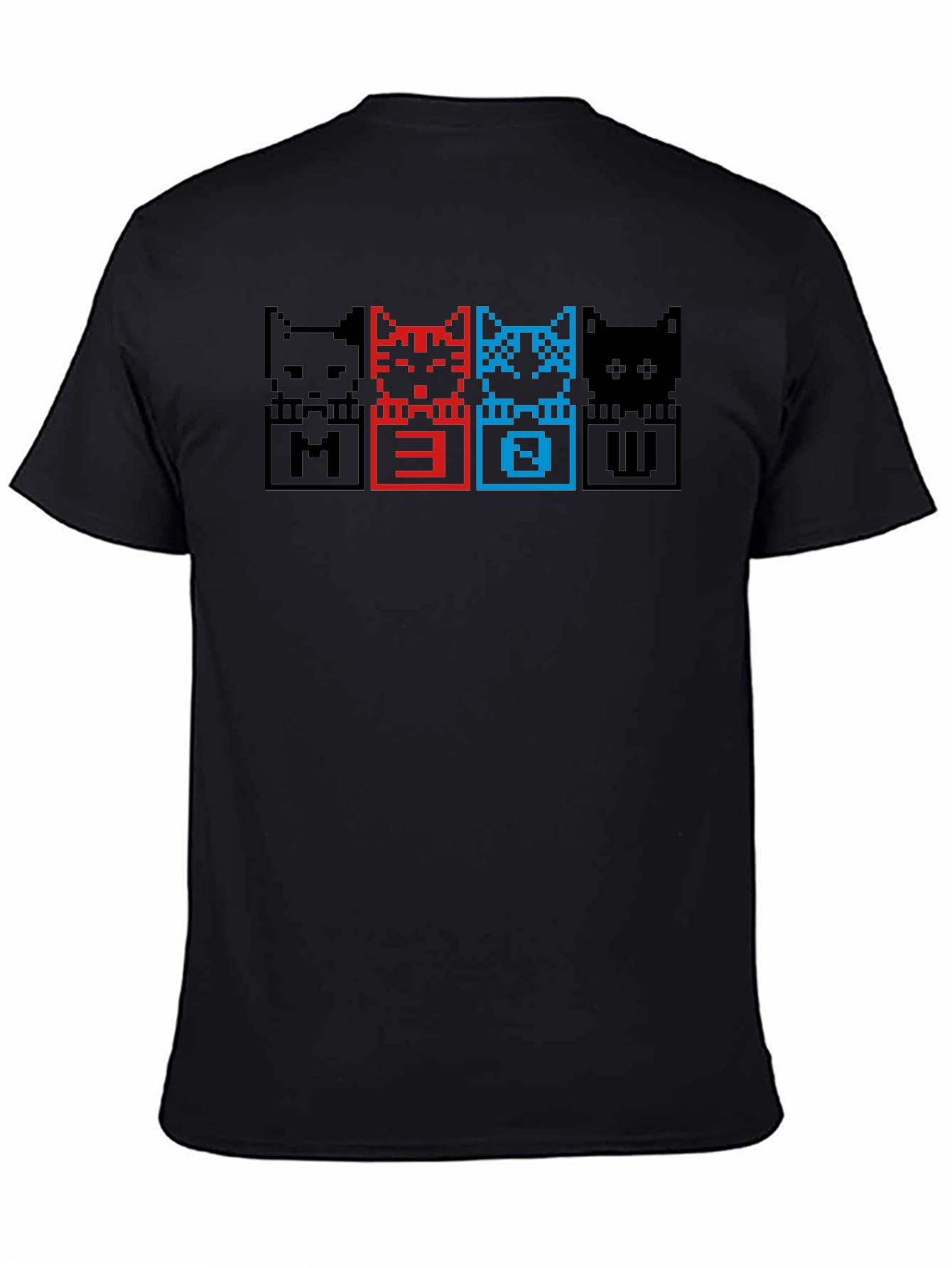 Pixel Cat Meow T-Shirt - Black