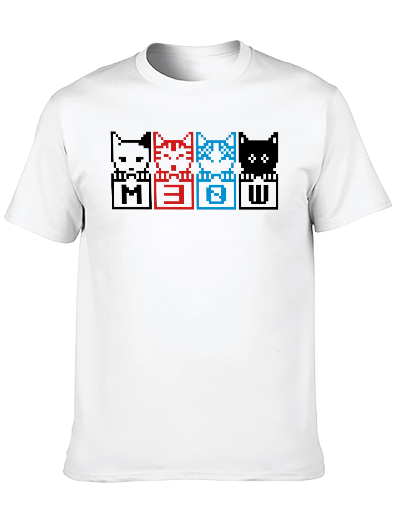 Pixel Cat Meow T-Shirt - Black